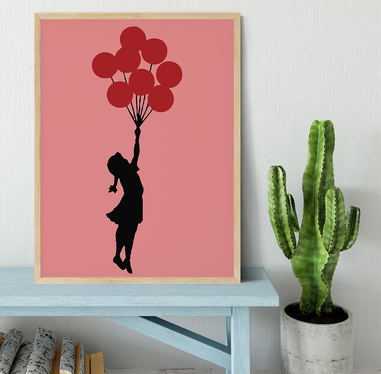 Banksy Flying Balloon Girl Red Framed Print - Canvas Art Rocks - 4