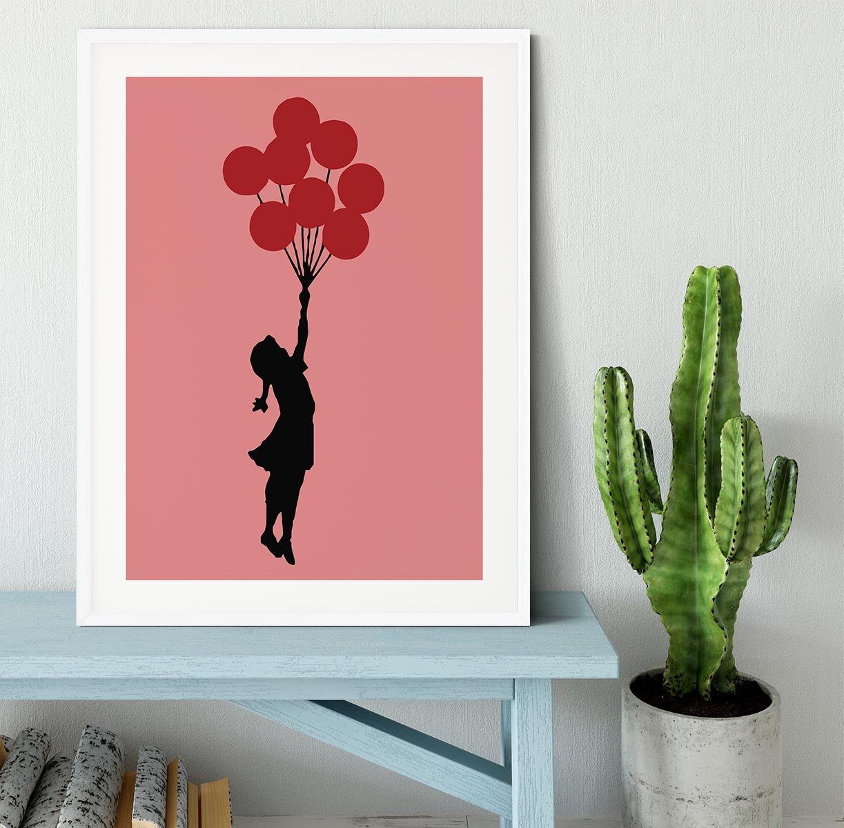 Banksy Flying Balloon Girl Red Framed Print - Canvas Art Rocks - 5