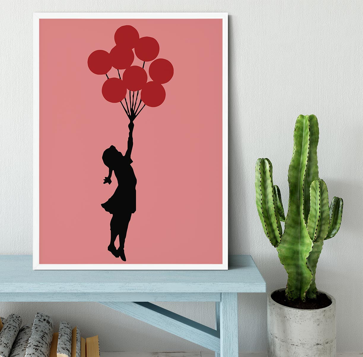 Banksy Flying Balloon Girl Red Framed Print - Canvas Art Rocks -6