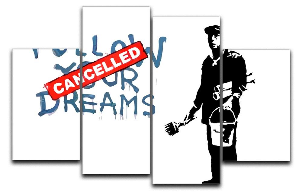 Banksy Follow Your Dreams - Cancelled 4 Split Panel Canvas  - Canvas Art Rocks - 1