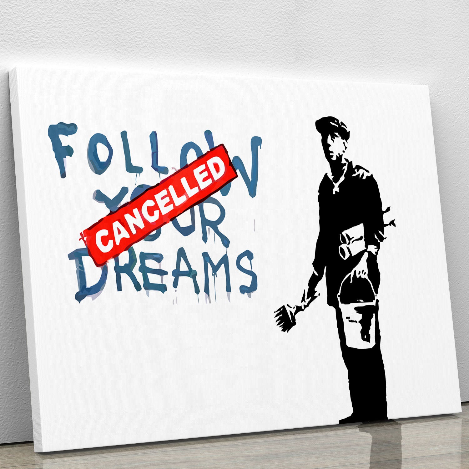 Banksy Follow Your Dreams - Cancelled Canvas Print or Poster - Canvas Art Rocks - 1