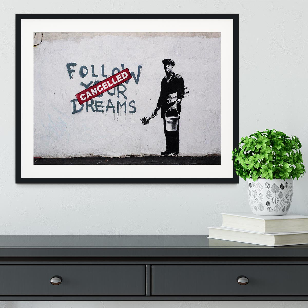 Banksy Follow Your Dreams Framed Print - Canvas Art Rocks - 1