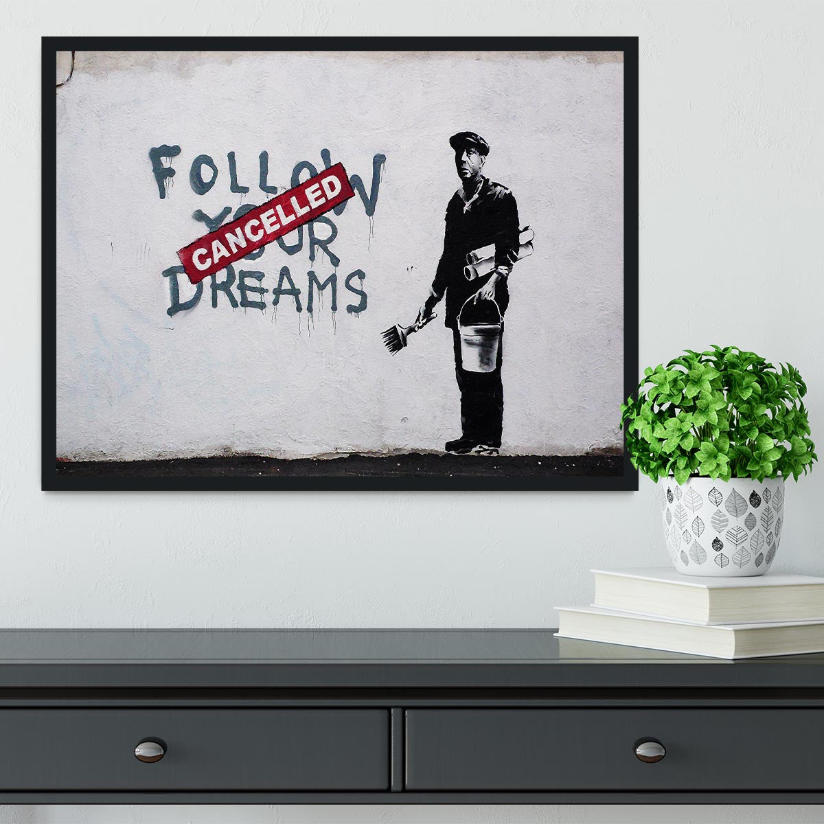 Banksy Follow Your Dreams Framed Print - Canvas Art Rocks - 2