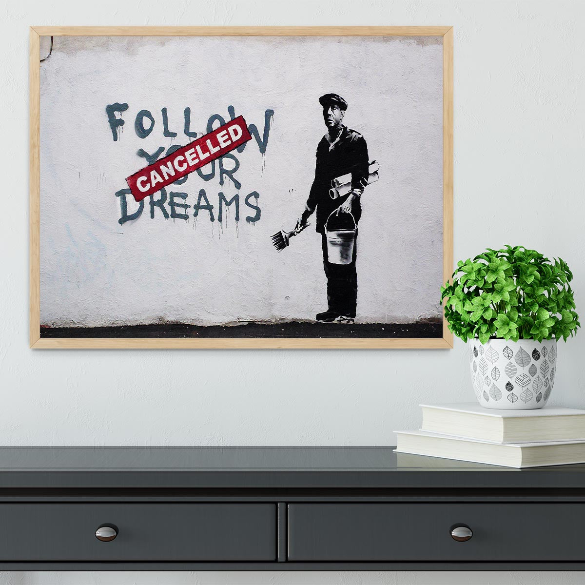 Banksy Follow Your Dreams Framed Print - Canvas Art Rocks - 4