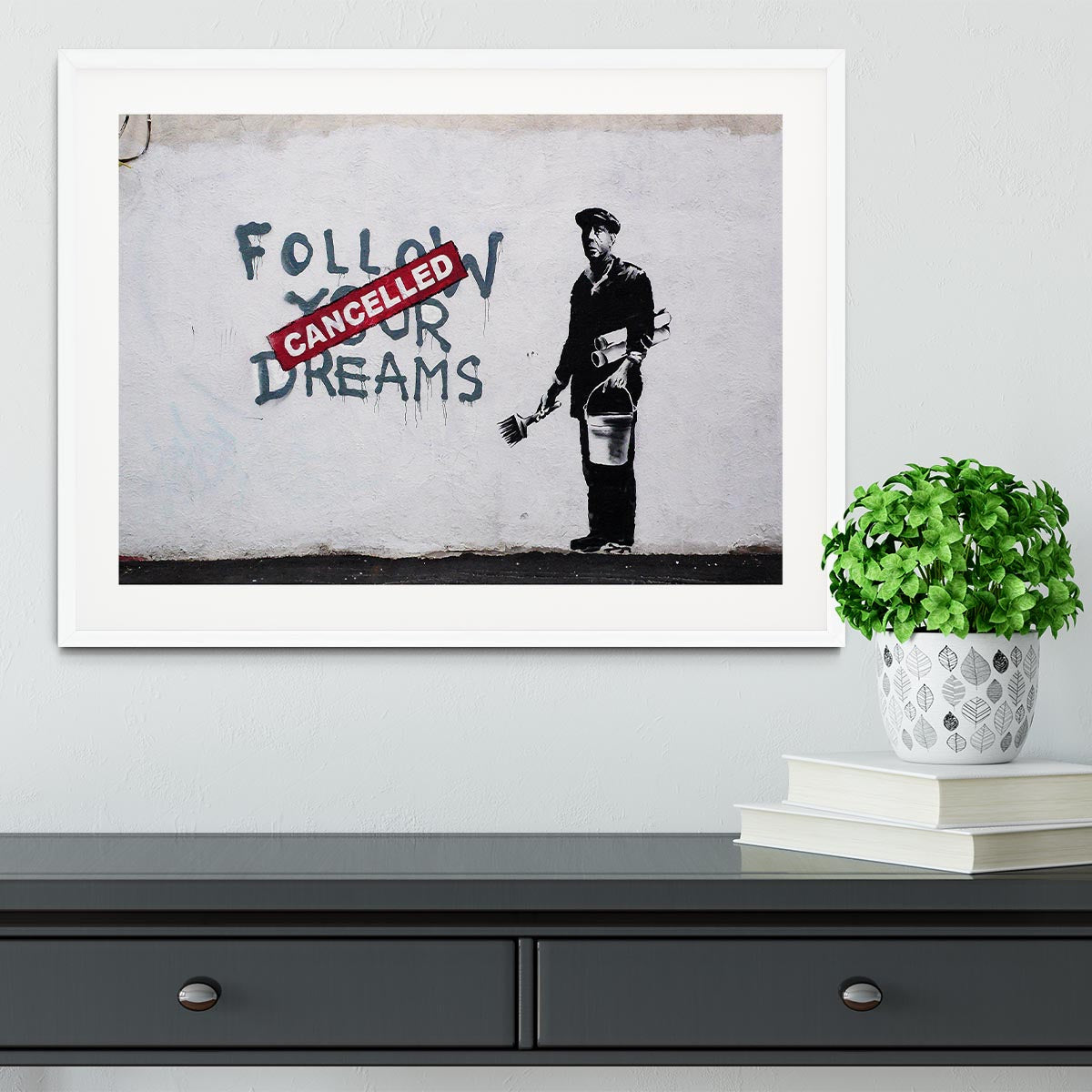 Banksy Follow Your Dreams Framed Print - Canvas Art Rocks - 5