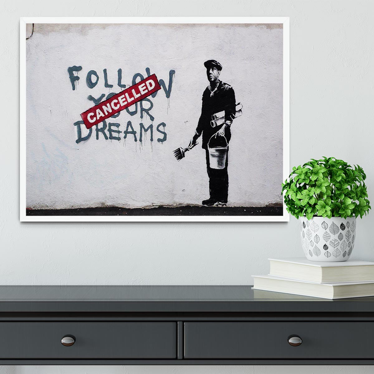Banksy Follow Your Dreams Framed Print - Canvas Art Rocks -6