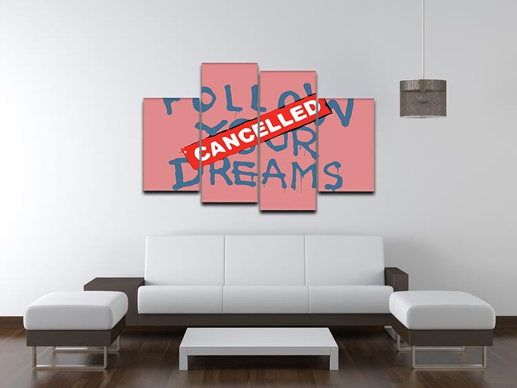 Banksy Follow Your Dreams Red 4 Split Panel Canvas - Canvas Art Rocks - 3