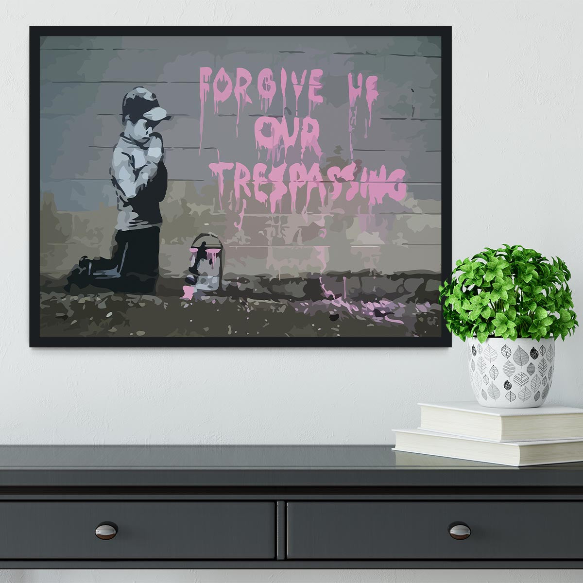 Banksy Forgive Us Framed Print - Canvas Art Rocks - 2