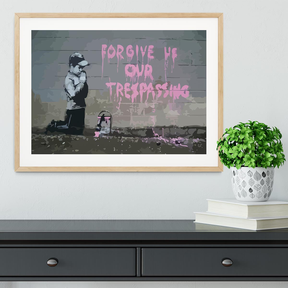 Banksy Forgive Us Framed Print - Canvas Art Rocks - 3