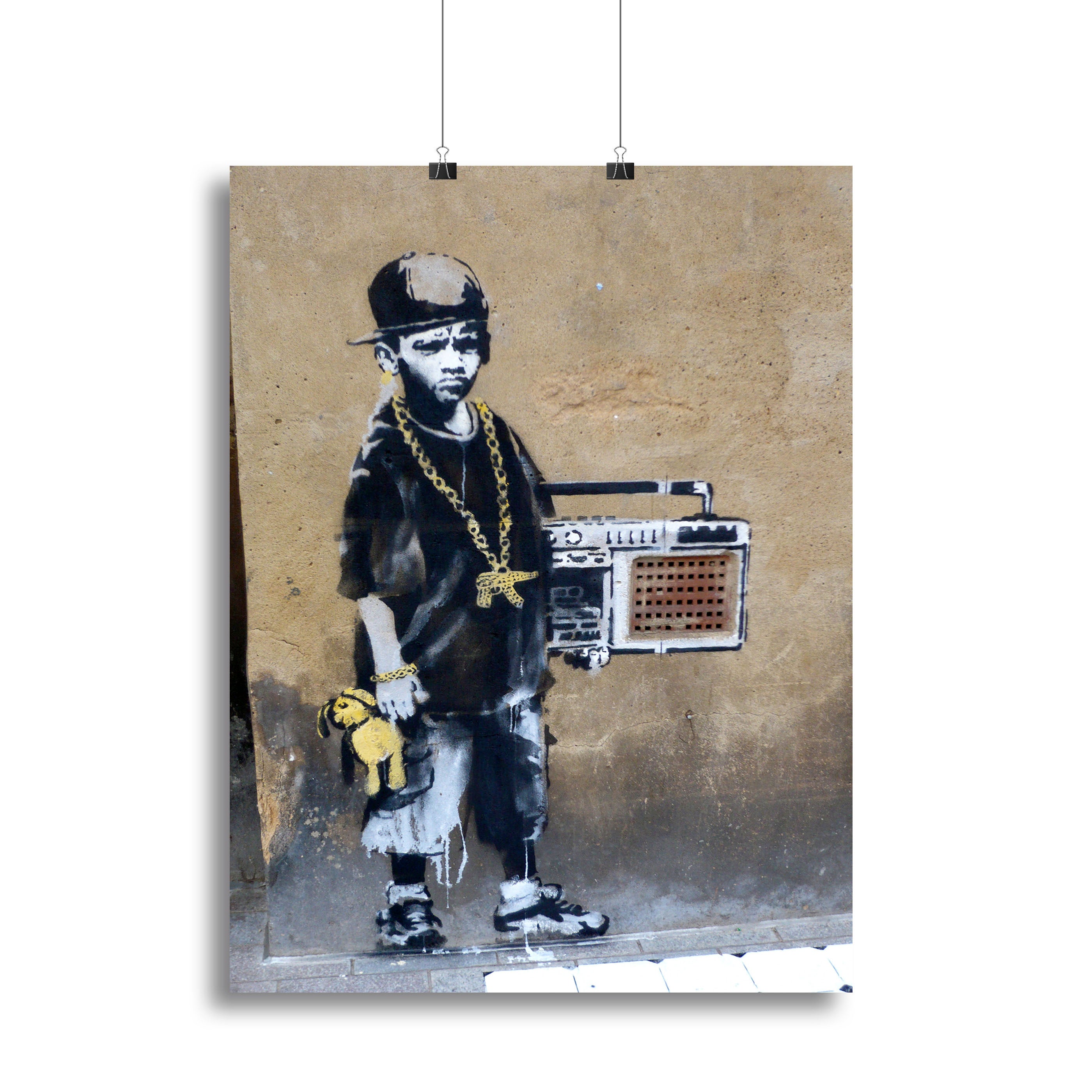 Banksy Gangster Boy with Ghetto Blaster Canvas Print or Poster - Canvas Art Rocks - 2