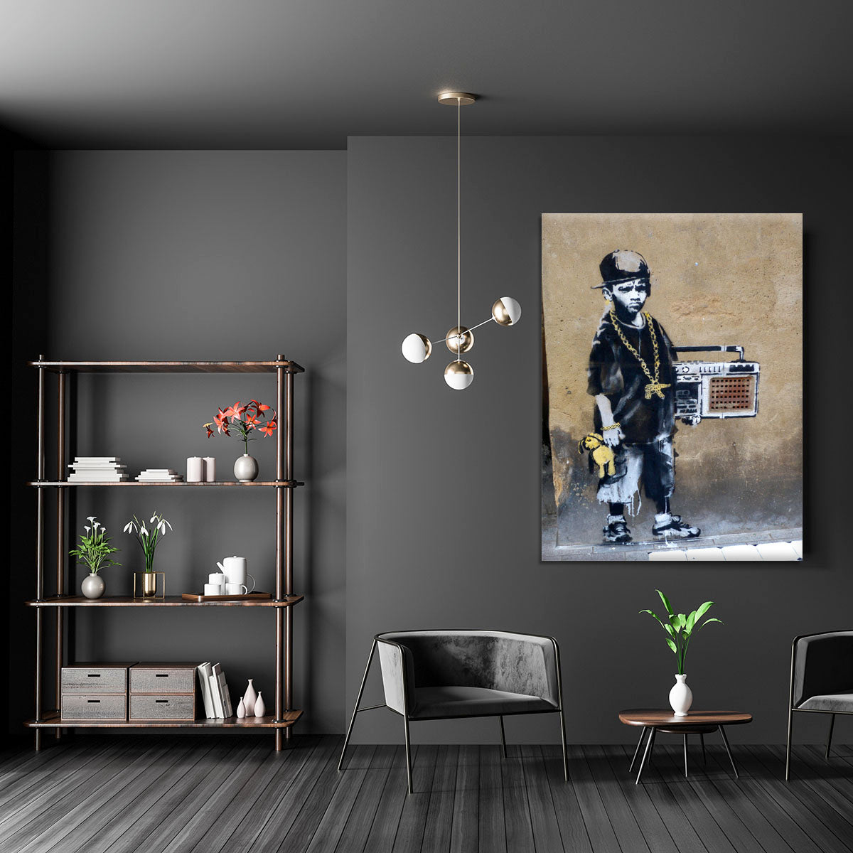 Banksy Gangster Boy with Ghetto Blaster Canvas Print or Poster - Canvas Art Rocks - 5