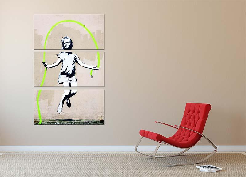 Banksy Girl With Skipping Rope 3 Split Panel Canvas Print - Canvas Art Rocks - 2