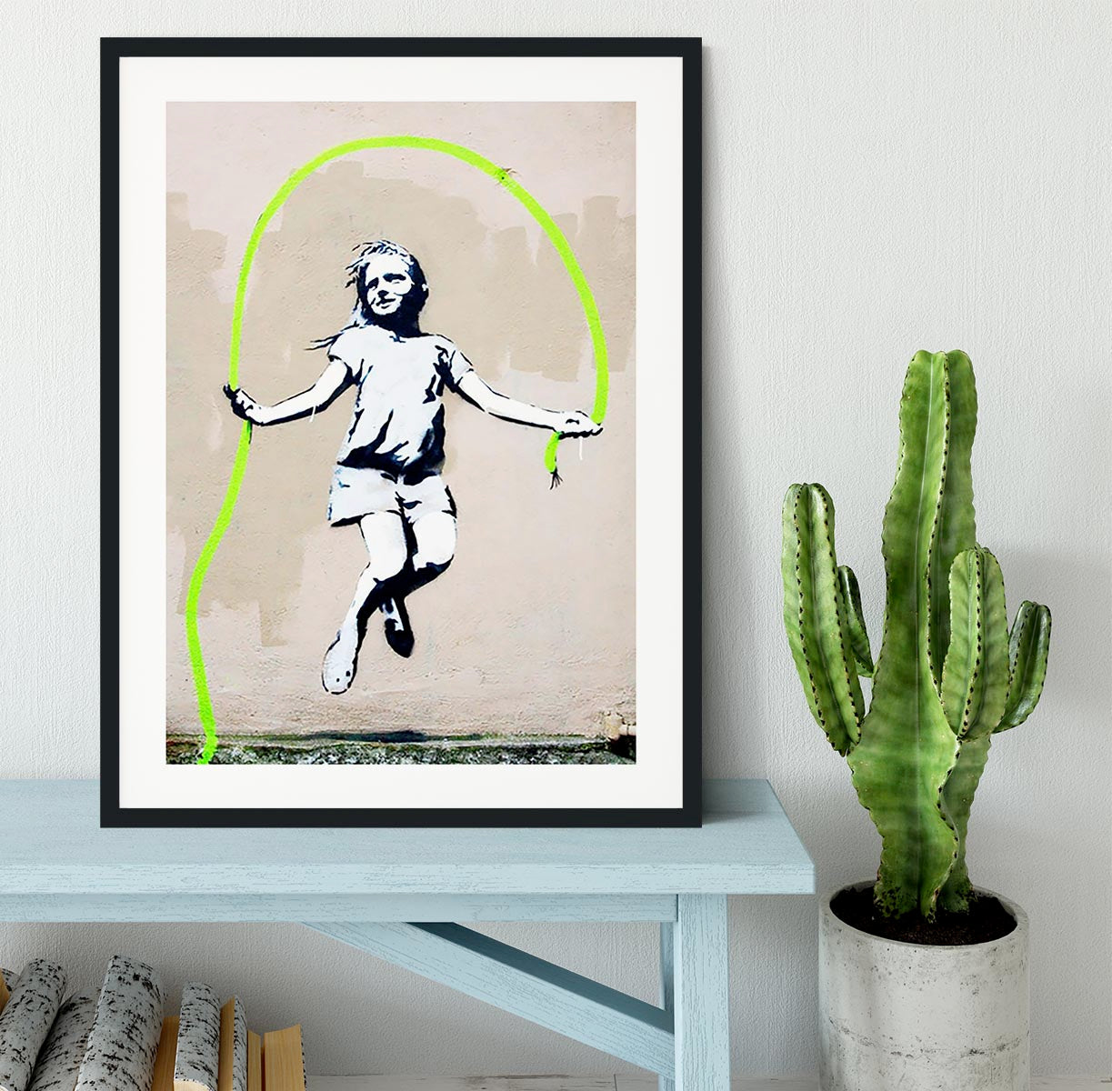 Banksy Girl With Skipping Rope Framed Print - Canvas Art Rocks - 1