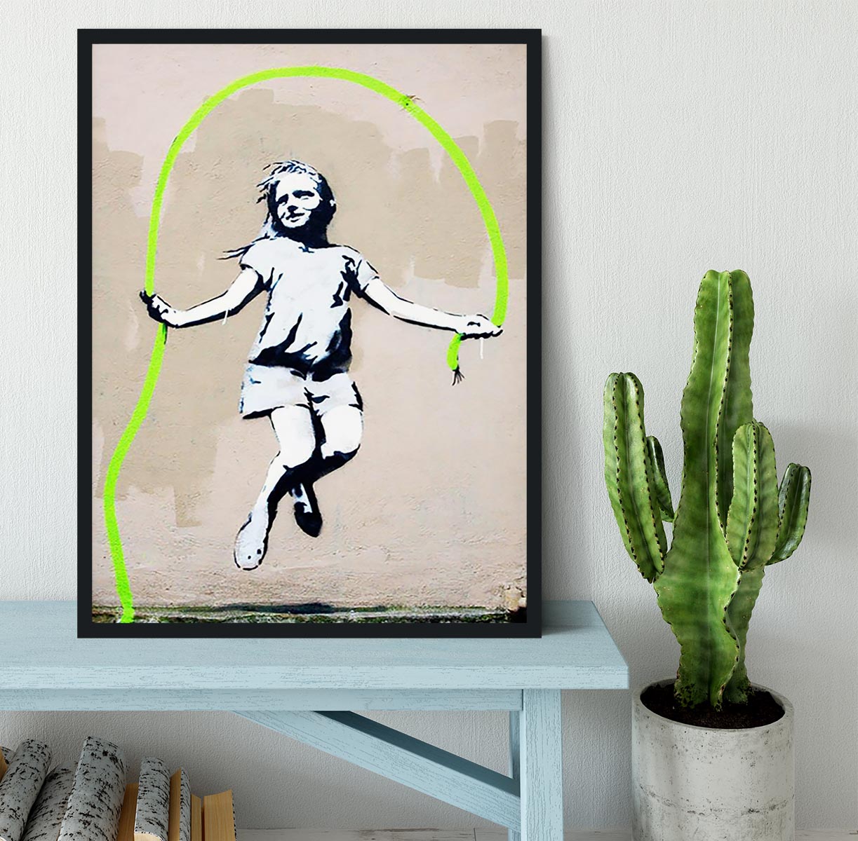 Banksy Girl With Skipping Rope Framed Print - Canvas Art Rocks - 2