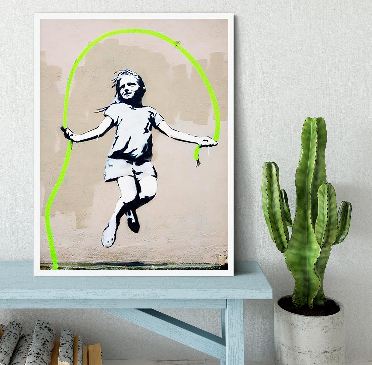 Banksy Girl With Skipping Rope Framed Print - Canvas Art Rocks -6