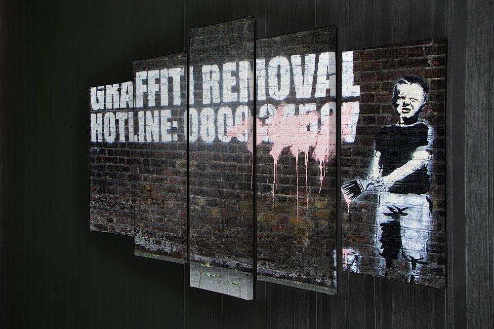 Banksy Graffiti Removal Hotline 5 Split Panel Canvas - Canvas Art Rocks - 2