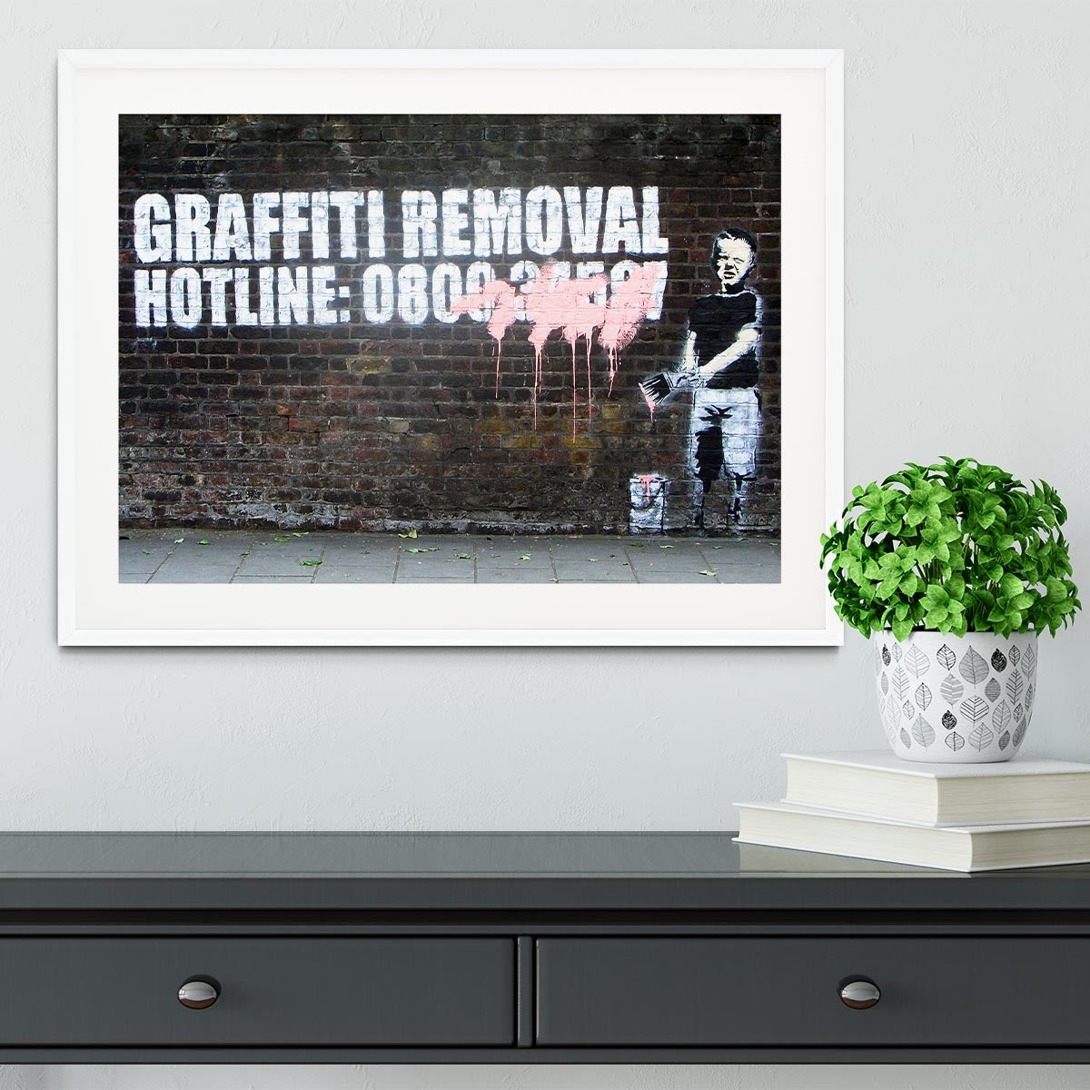 Banksy Graffiti Removal Hotline Framed Print - Canvas Art Rocks - 5