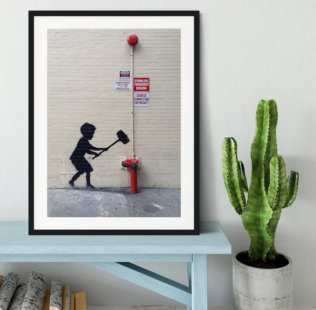 Banksy Hammer Boy Framed Print - Canvas Art Rocks - 1