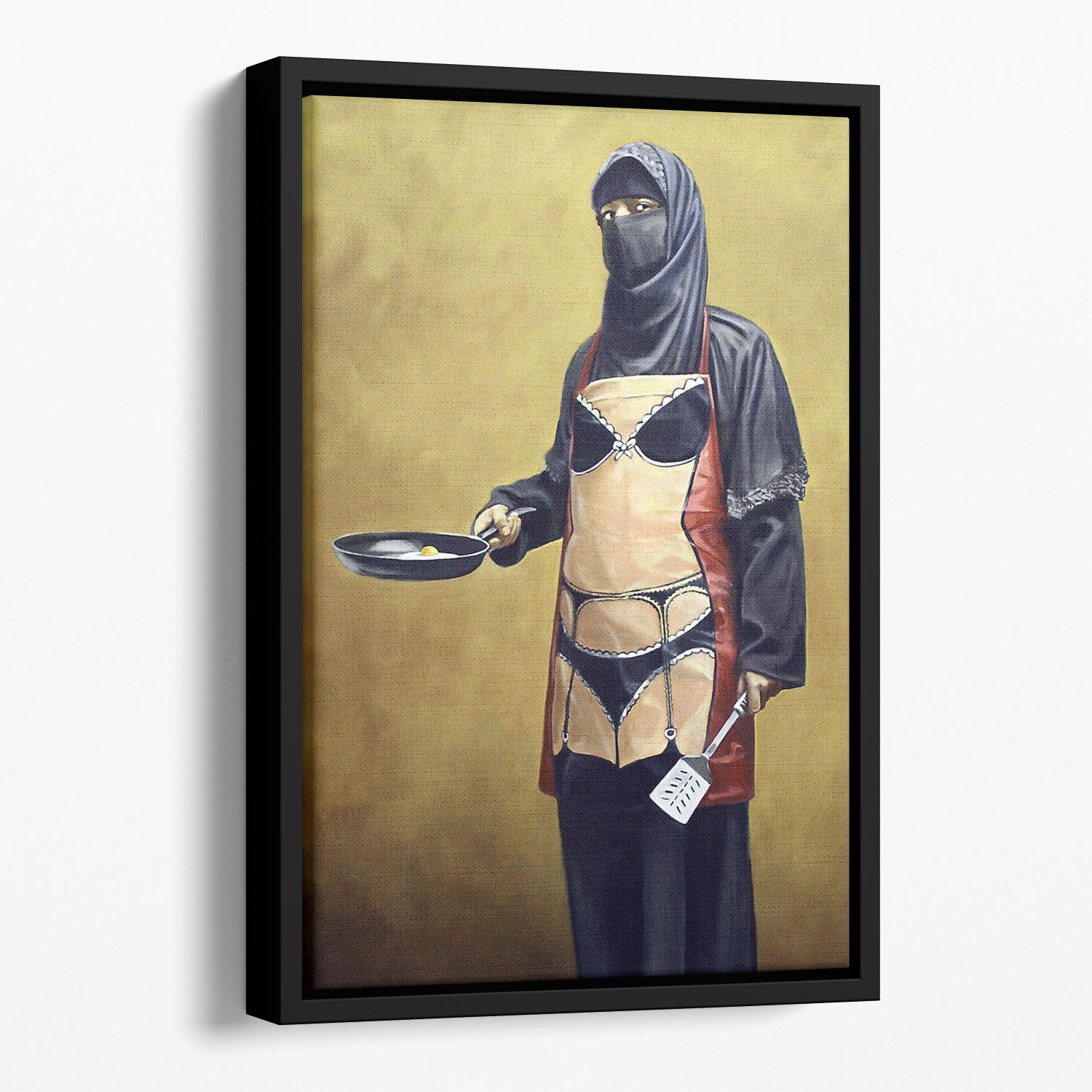 Banksy How Do You Like Your Eggs Floating Framed Canvas