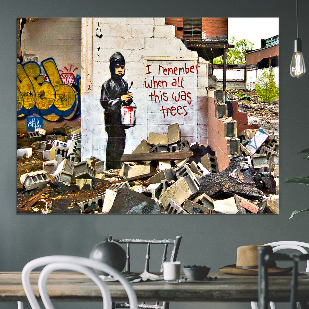 Banksy I Remember When All This Was Trees Canvas Print or Poster - Canvas Art Rocks - 3