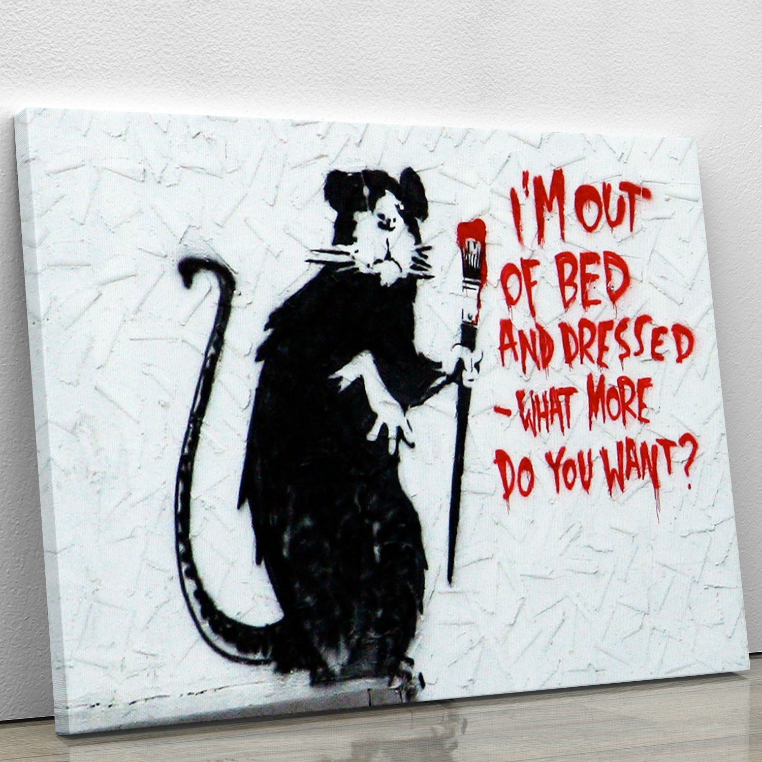 Banksy I'm Out Of Bed And Dressed Canvas Print or Poster - Canvas Art Rocks - 1