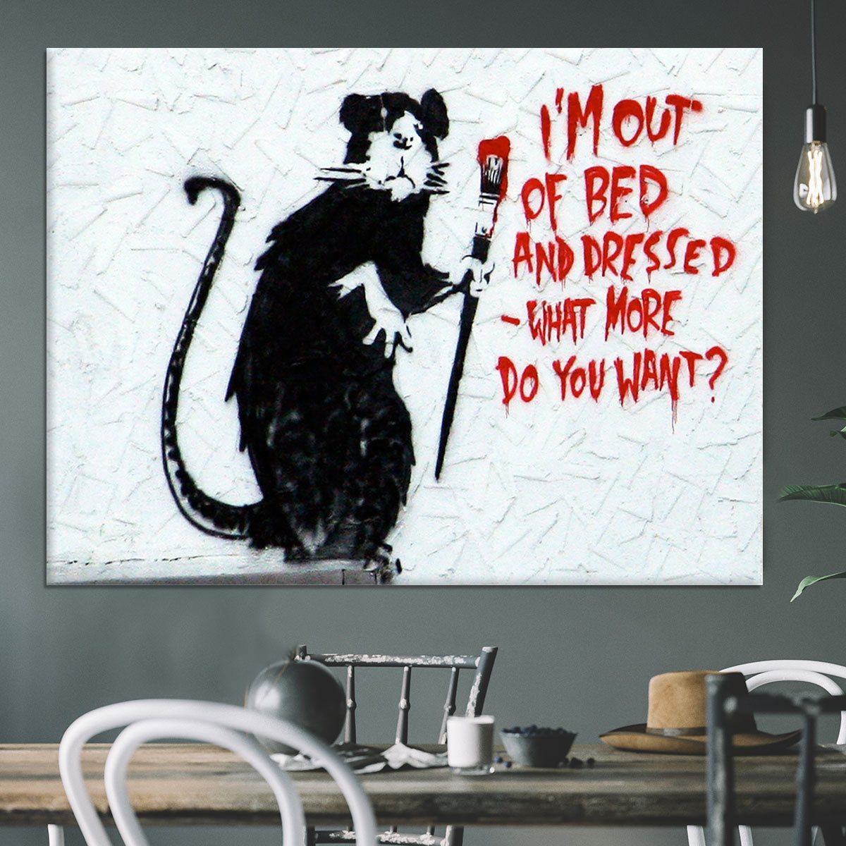 Banksy I'm Out Of Bed And Dressed Canvas Print or Poster - Canvas Art Rocks - 3
