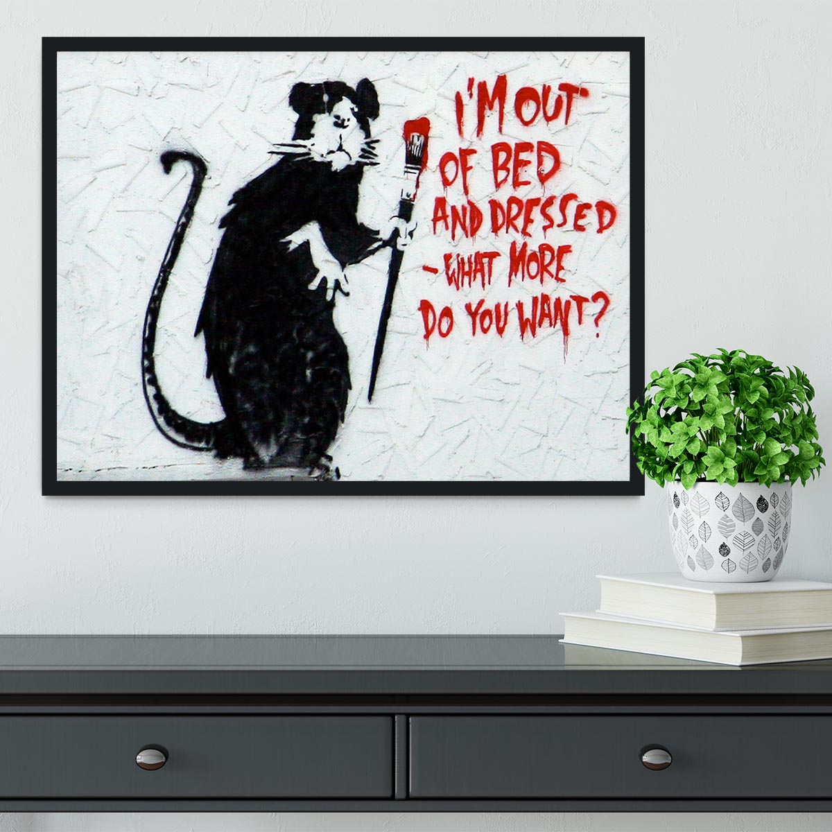 Banksy I'm Out Of Bed And Dressed Framed Print - Canvas Art Rocks - 2