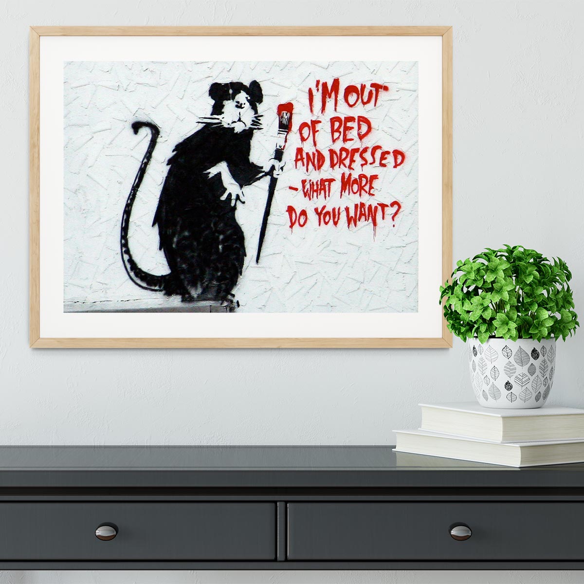 Banksy I'm Out Of Bed And Dressed Framed Print - Canvas Art Rocks - 3