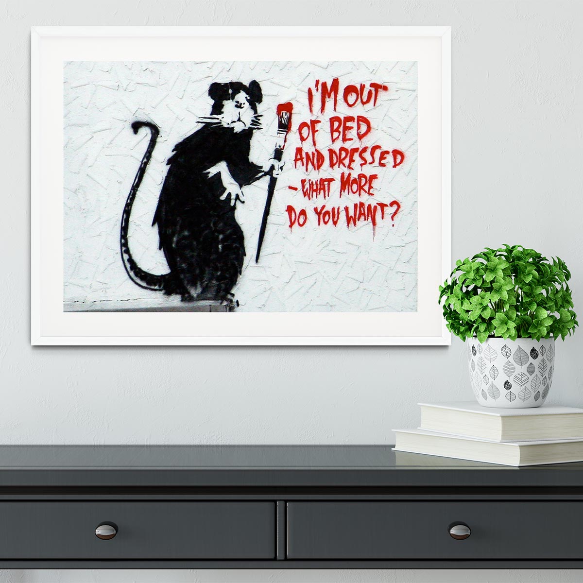 Banksy I'm Out Of Bed And Dressed Framed Print - Canvas Art Rocks - 5