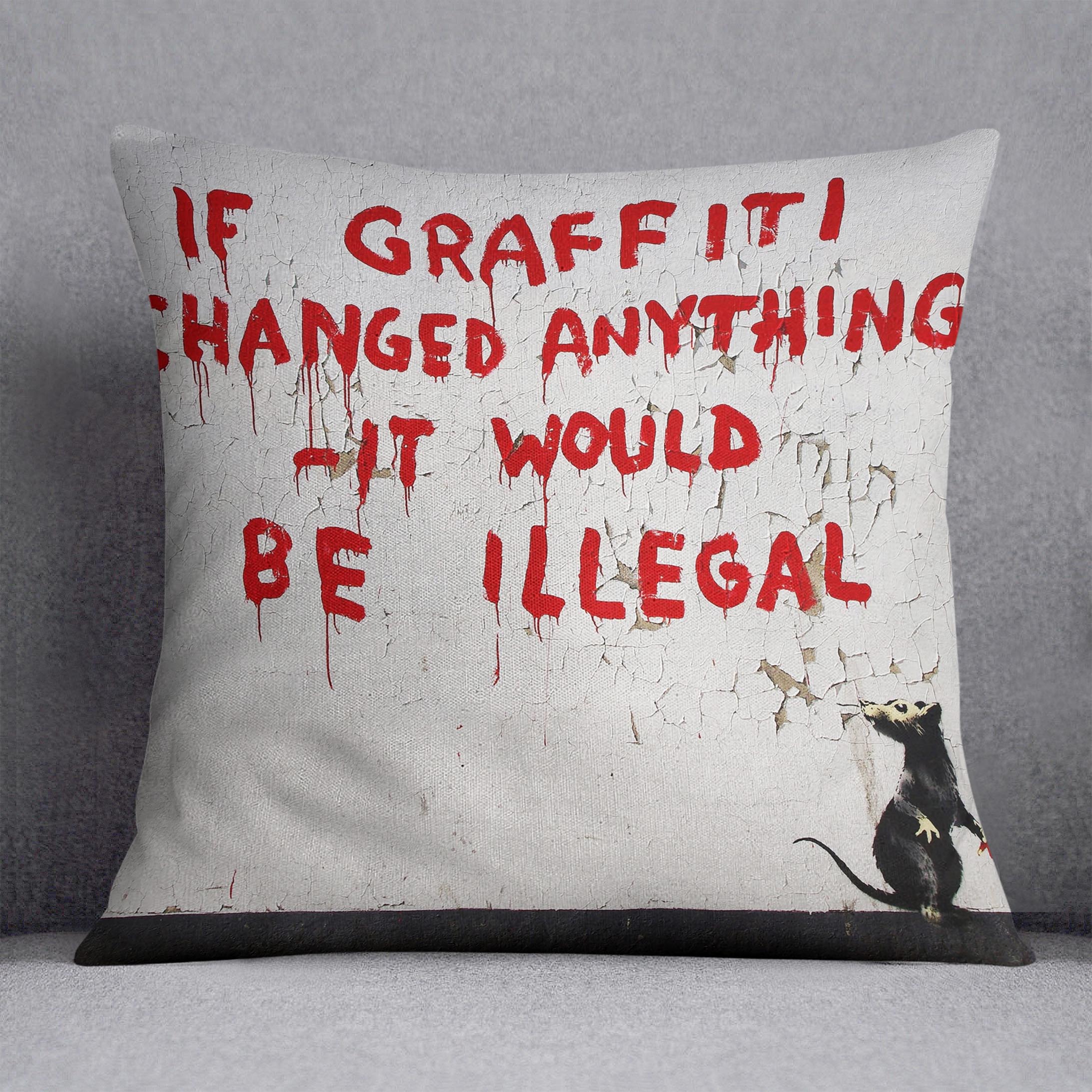 Banksy If Graffiti Changed Anything Cushion