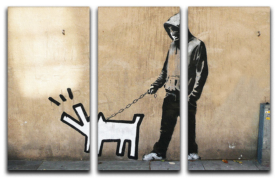 Banksy Keith Haring Dog 3 Split Panel Canvas Print - Canvas Art Rocks