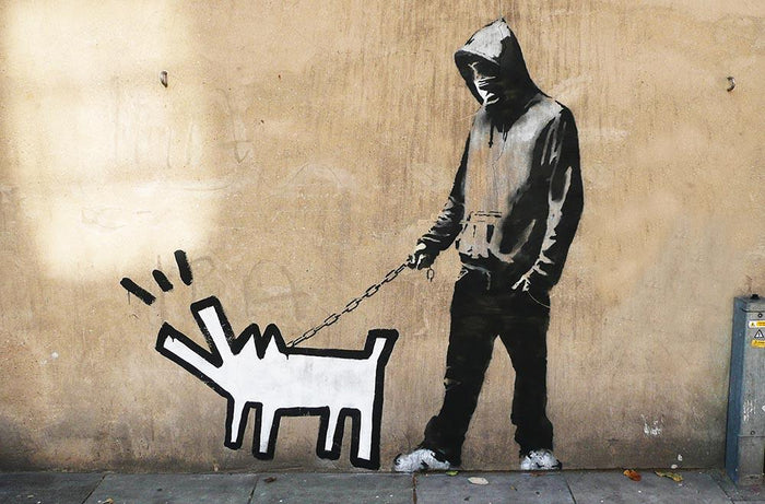 Banksy Keith Haring Dog Wall Mural Wallpaper