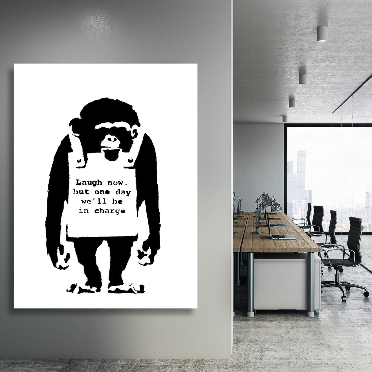 Banksy Laugh Now Monkey Canvas Print or Poster - Canvas Art Rocks - 3