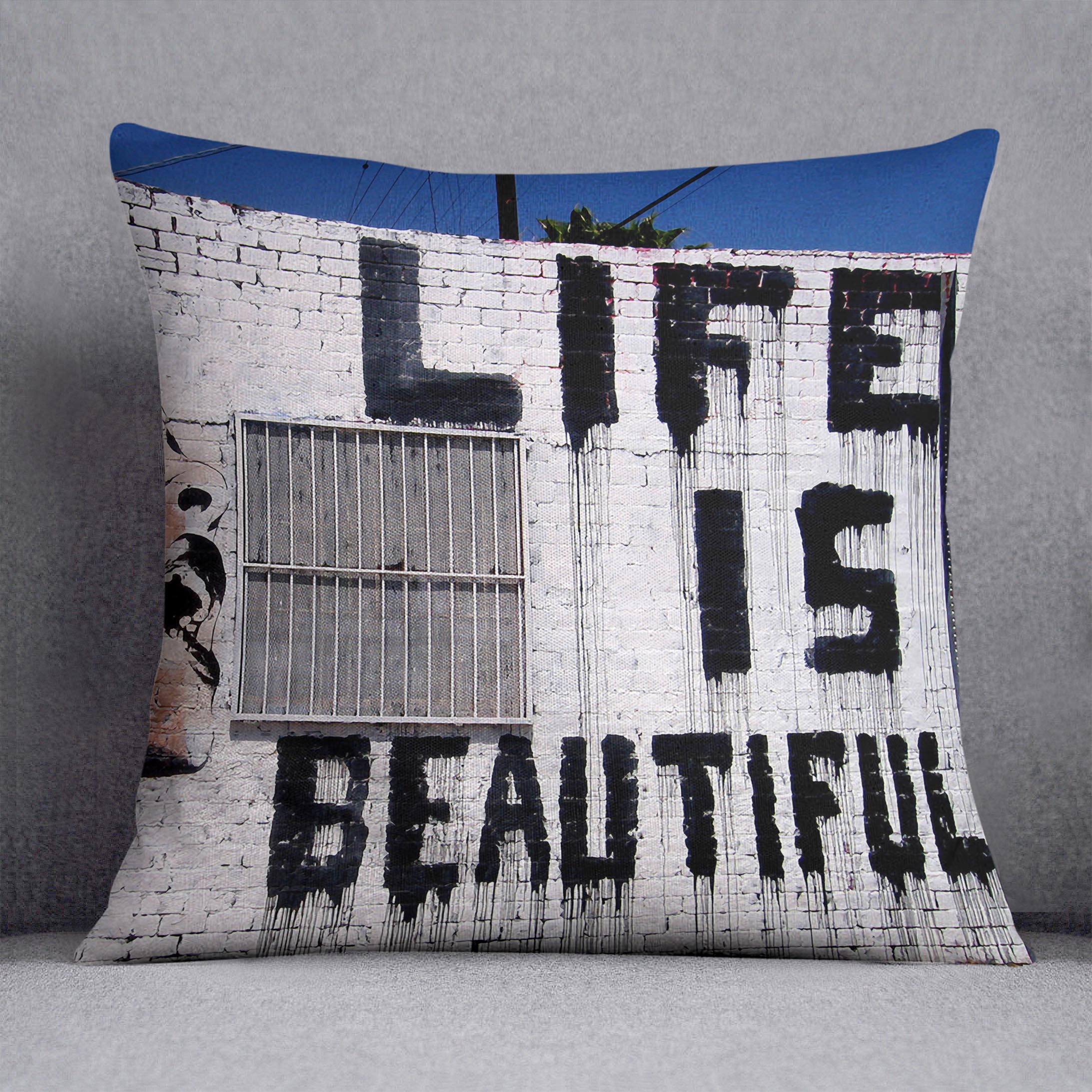 Banksy Life is Beautiful Cushion