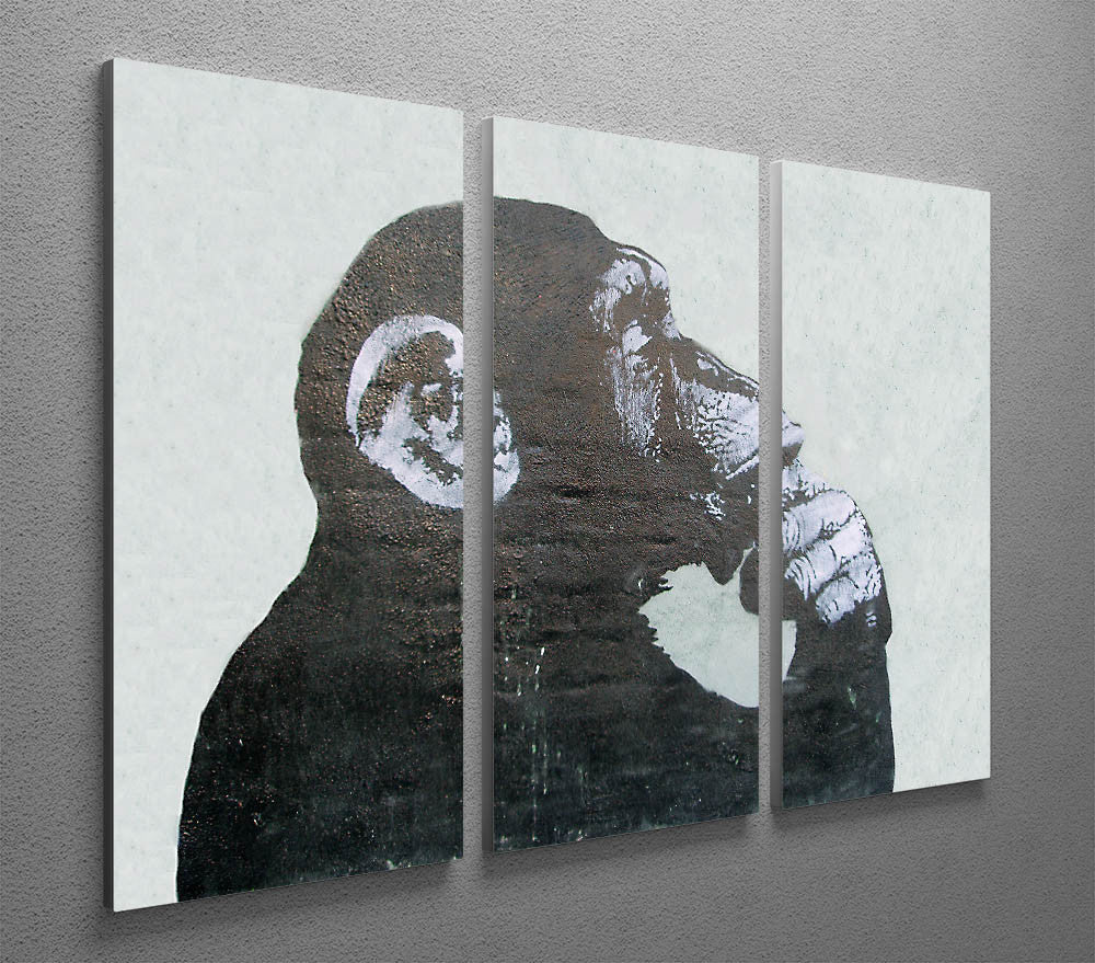 Banksy The Thinker Monkey 3 Split Canvas Print - Canvas Art Rocks