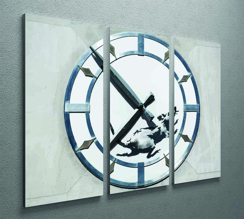 Banksy New York Clock Rat 3 Split Panel Canvas Print - Canvas Art Rocks - 2