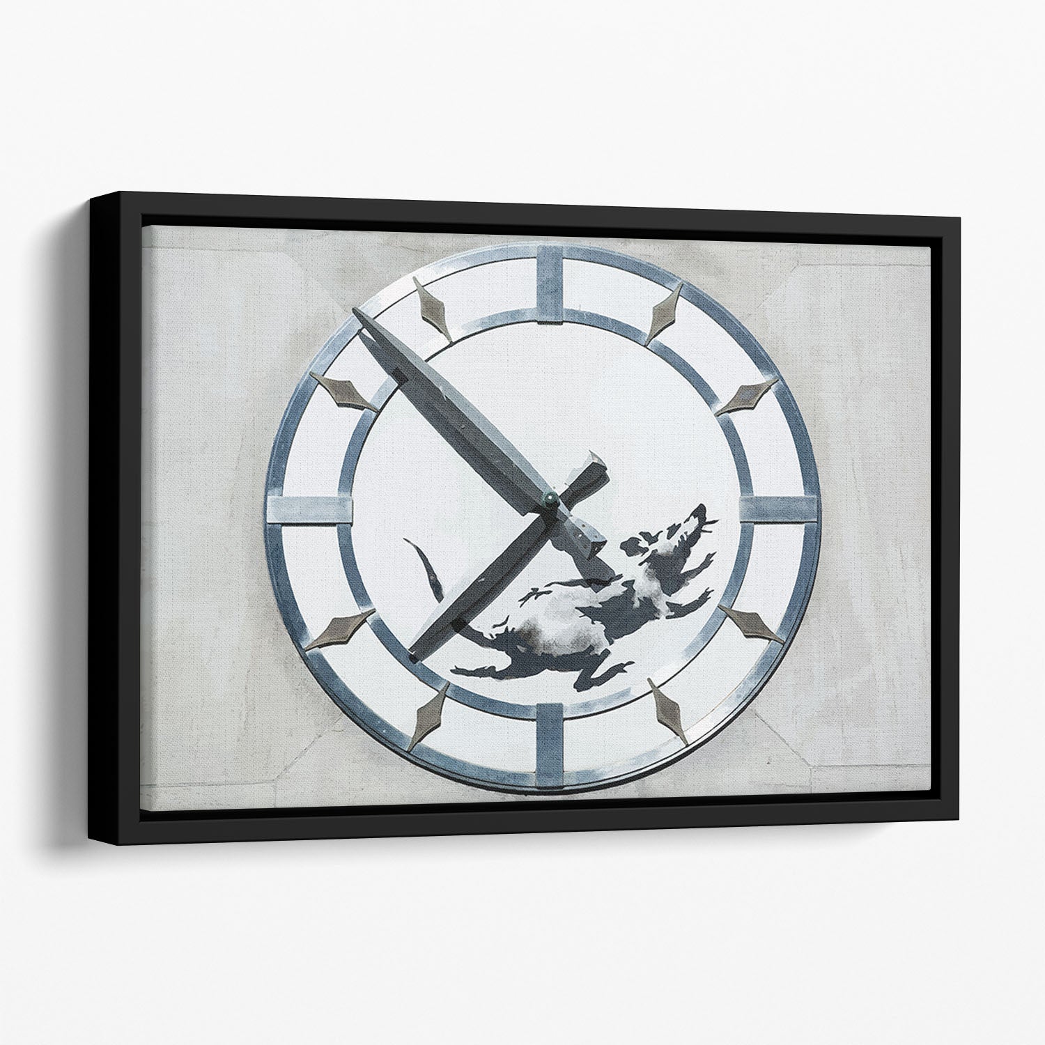 Banksy New York Clock Rat Floating Framed Canvas
