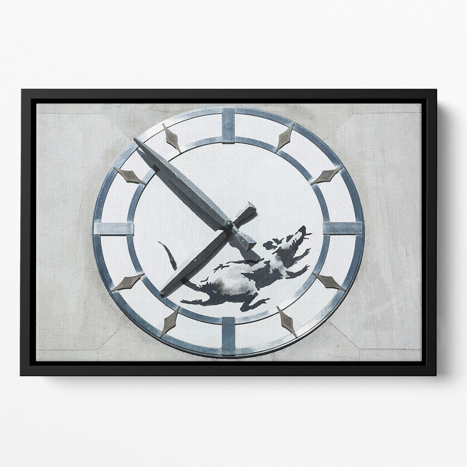 Banksy New York Clock Rat Floating Framed Canvas