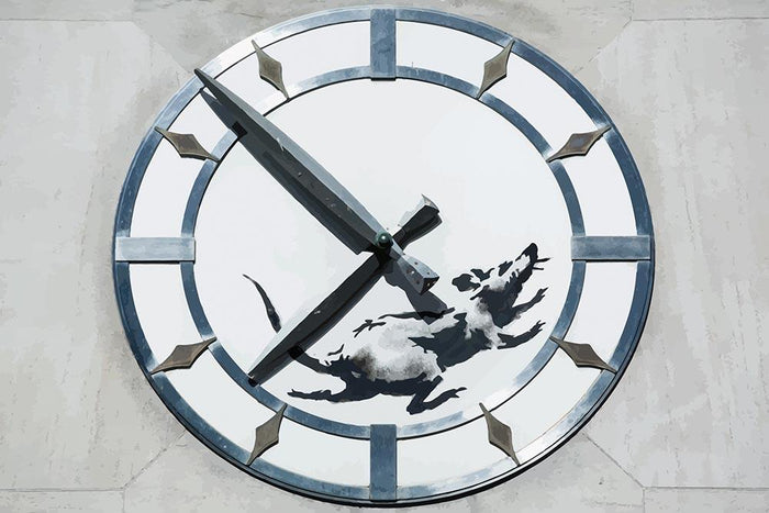 Banksy New York Clock Rat Wall Mural Wallpaper