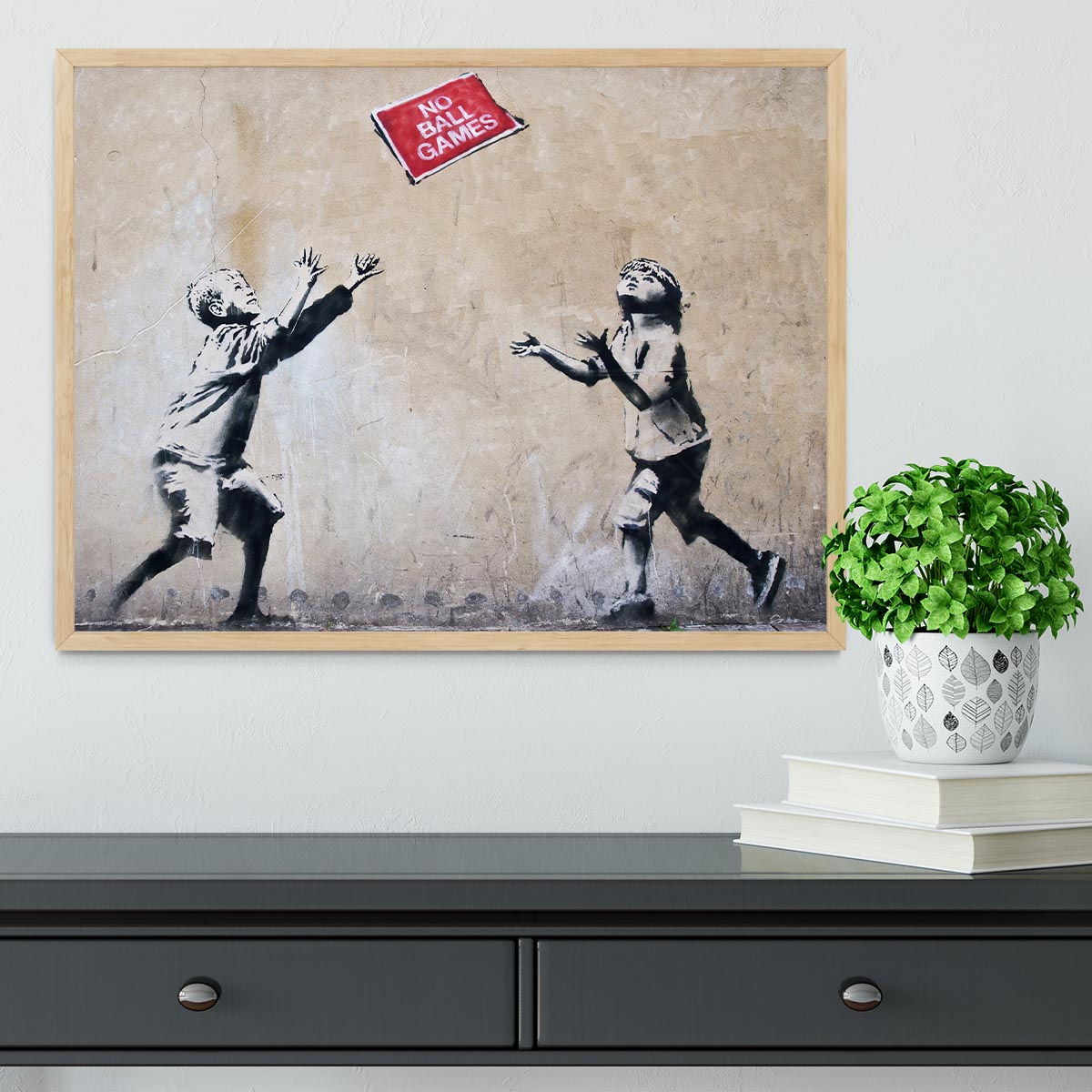 Banksy No Ball Games Framed Print - Canvas Art Rocks - 4