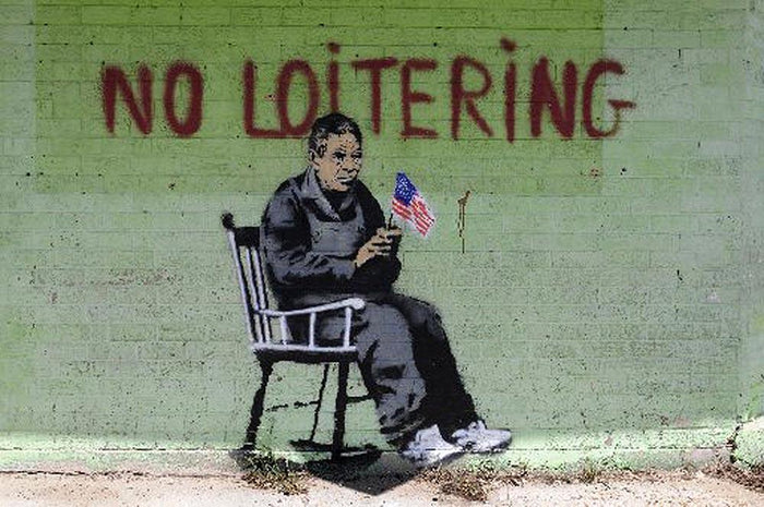 Banksy No Loitering Wall Mural Wallpaper