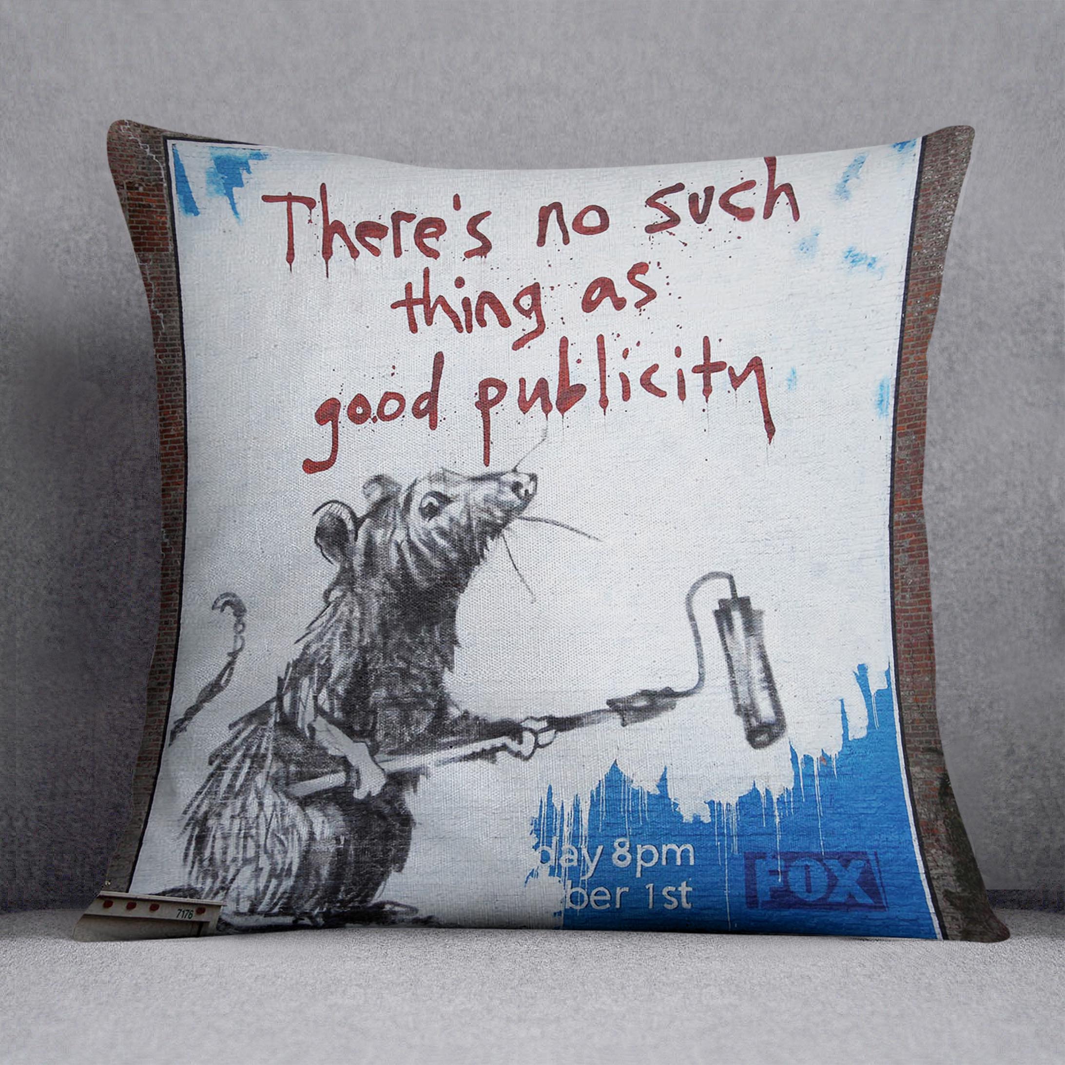Banksy No Such Thing As Good Publicity Cushion