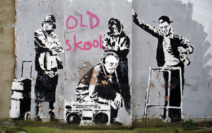 Banksy Old Skool Wall Mural Wallpaper - Canvas Art Rocks - 1