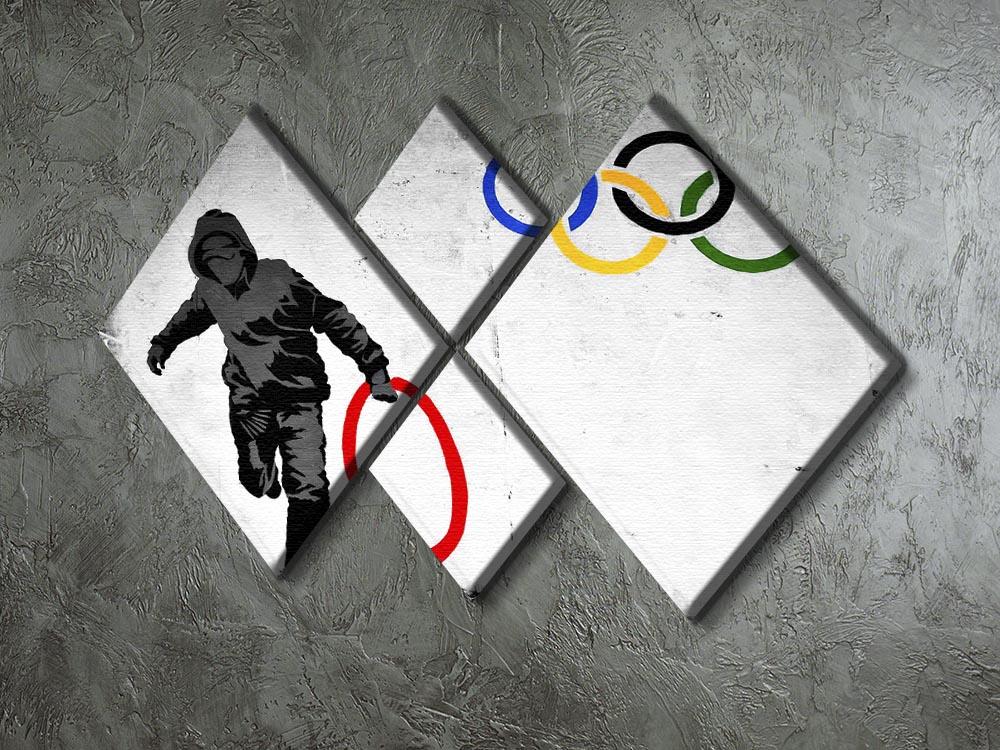 Banksy Olympic Rings Looter 4 Square Multi Panel Canvas - Canvas Art Rocks - 2
