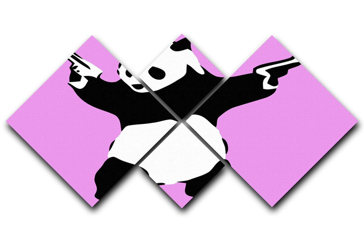 Banksy Panda Purple 4 Square Multi Panel Canvas - Canvas Art Rocks - 1
