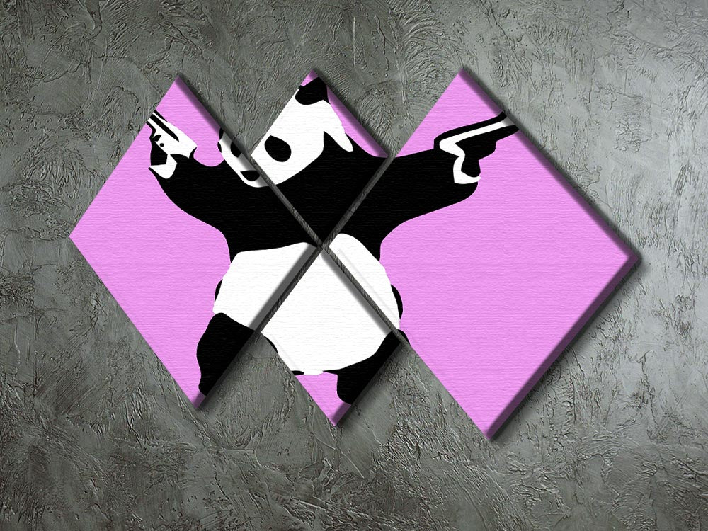 Banksy Panda Purple 4 Square Multi Panel Canvas - Canvas Art Rocks - 2