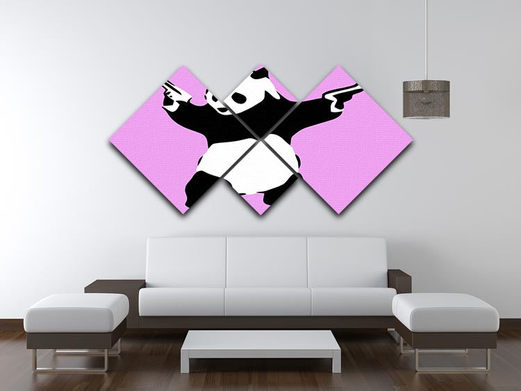 Banksy Panda Purple 4 Square Multi Panel Canvas - Canvas Art Rocks - 3