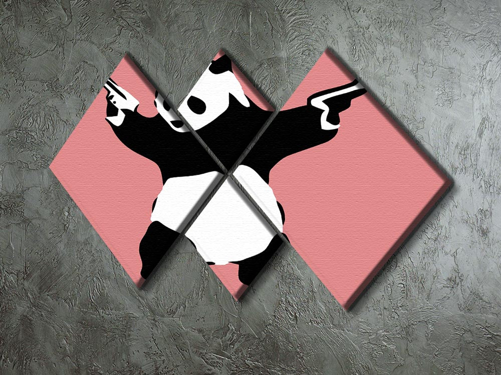 Banksy Panda Red 4 Square Multi Panel Canvas - Canvas Art Rocks - 2