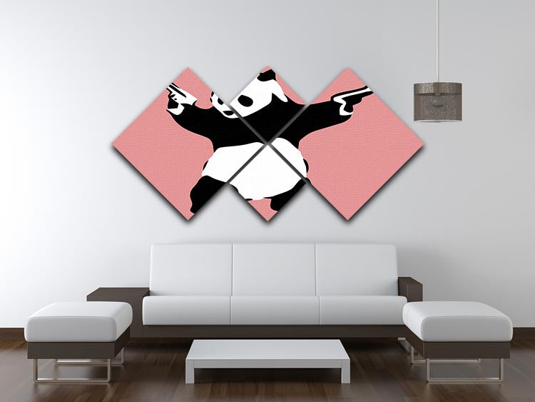 Banksy Panda Red 4 Square Multi Panel Canvas - Canvas Art Rocks - 3