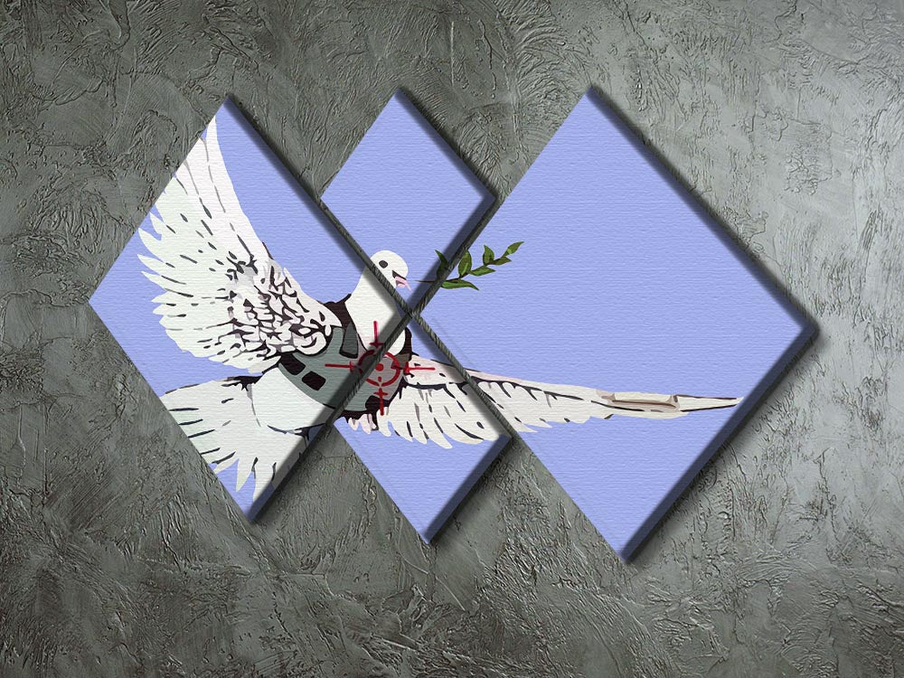 Banksy Peace Dove Blue 4 Square Multi Panel Canvas - Canvas Art Rocks - 2